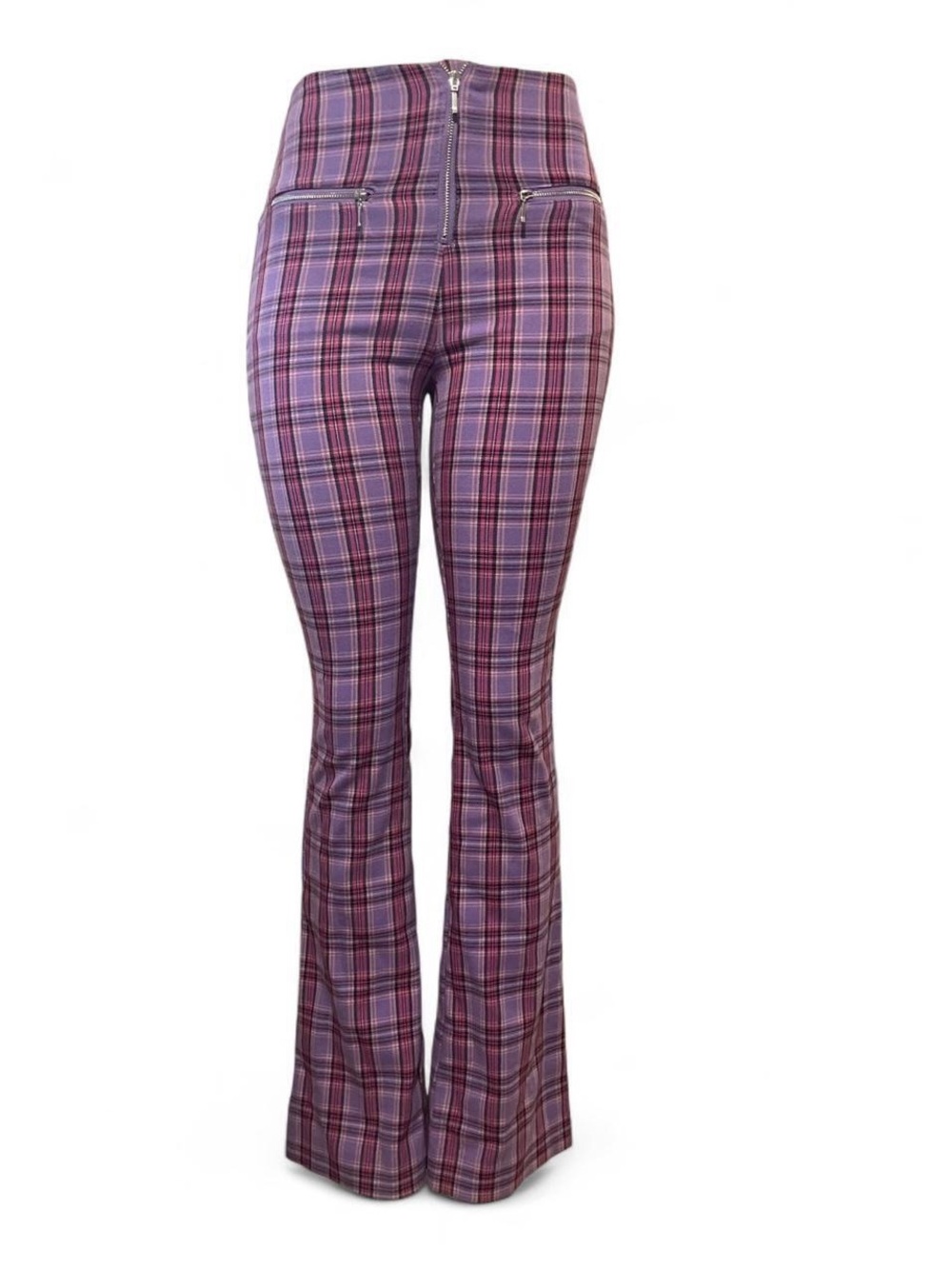SO Purple Plaid Boot-Cut Flare Jeans